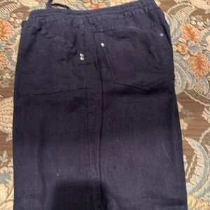 Inc blue linen beach pant